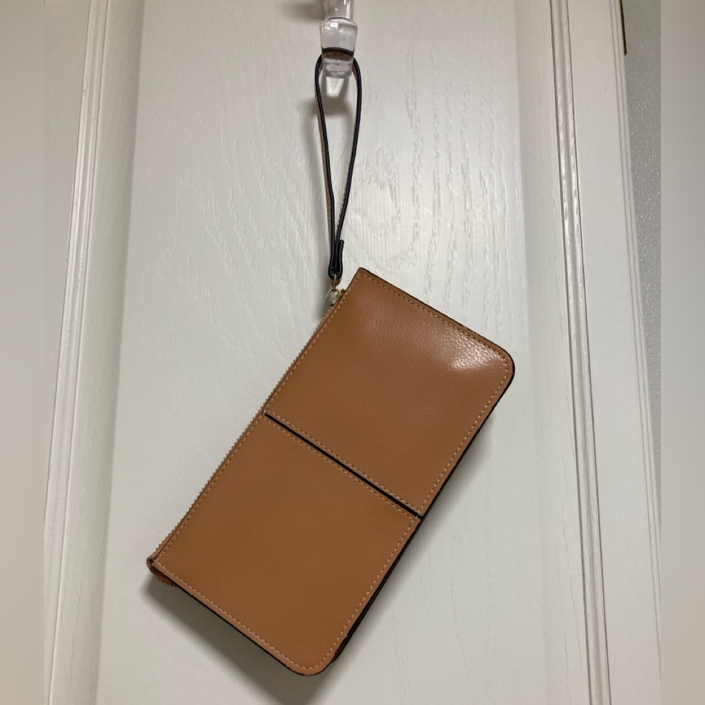Genuine Tan Leather Wristlet Wallet